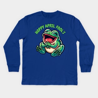 April fool frog Kids Long Sleeve T-Shirt